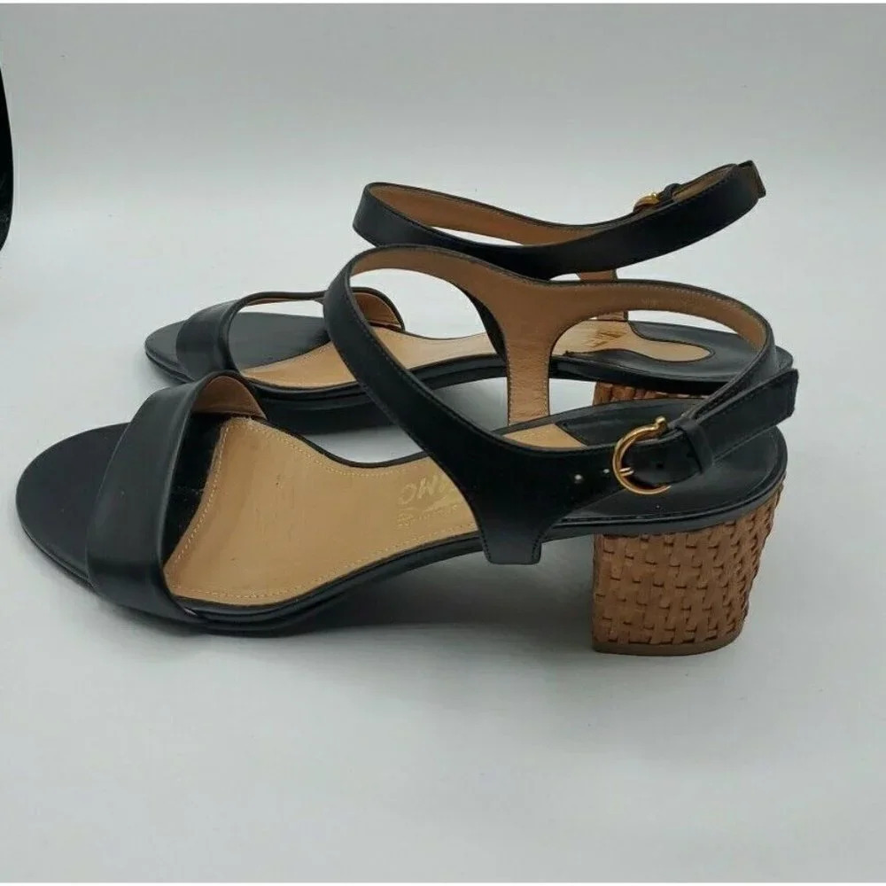 Salvatore Ferragamo Women Black Leather Shoe Sandal Sz 10B 'MADISON' Italy - Picture 4 of 15